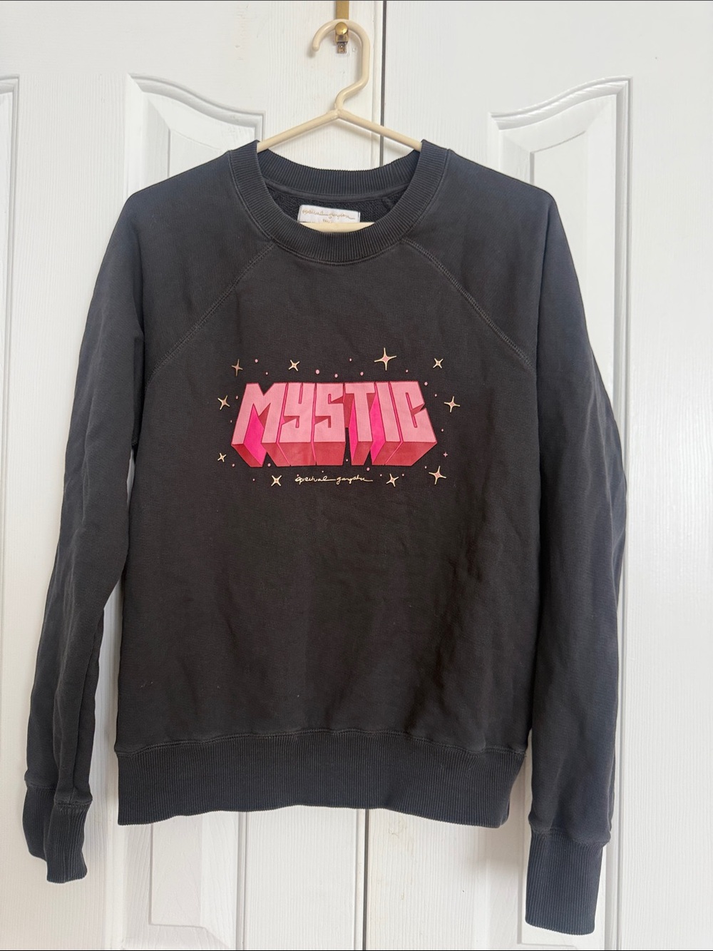 Spiritual gangster Mystic Graphic Crewneck Sweatshirt - Black with Pink Logo